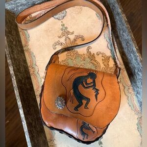 Handmade Unique Thick Leather Crossbody Purse